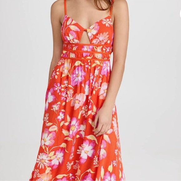 NWT FREE PEOPLE Wisteria maxi dress floral print flowy viscose open back Small - Picture 1 of 16